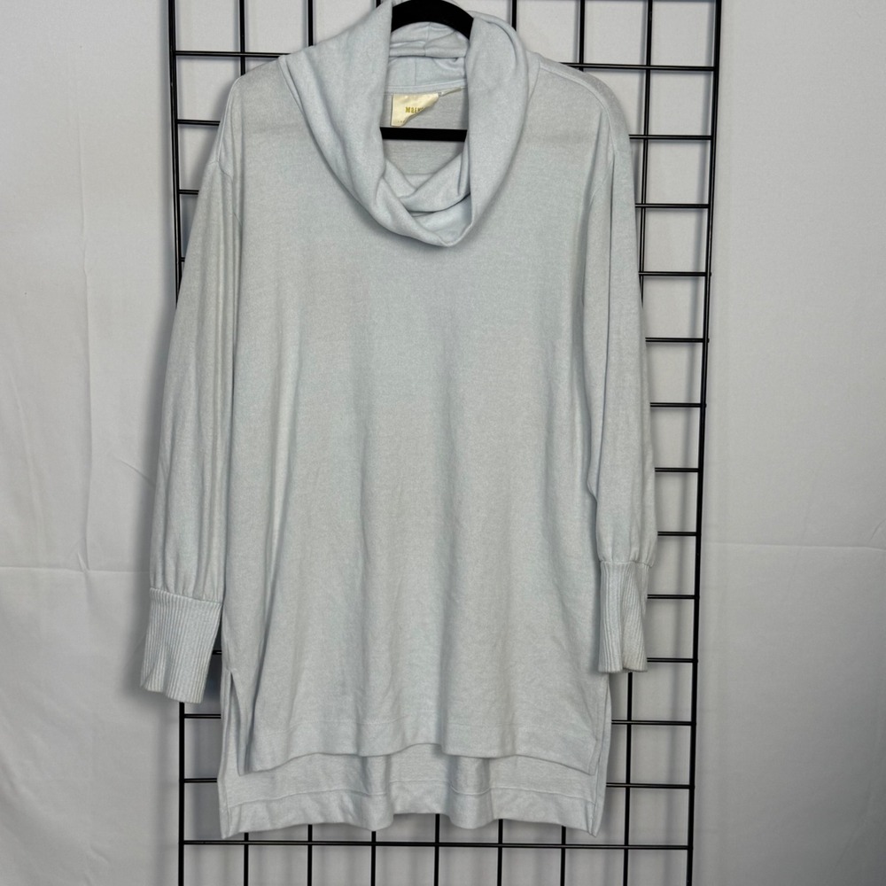 Anthropologie Maeve Tunic Top Women Medium Light Blue Cowl Neck Oversized Casual